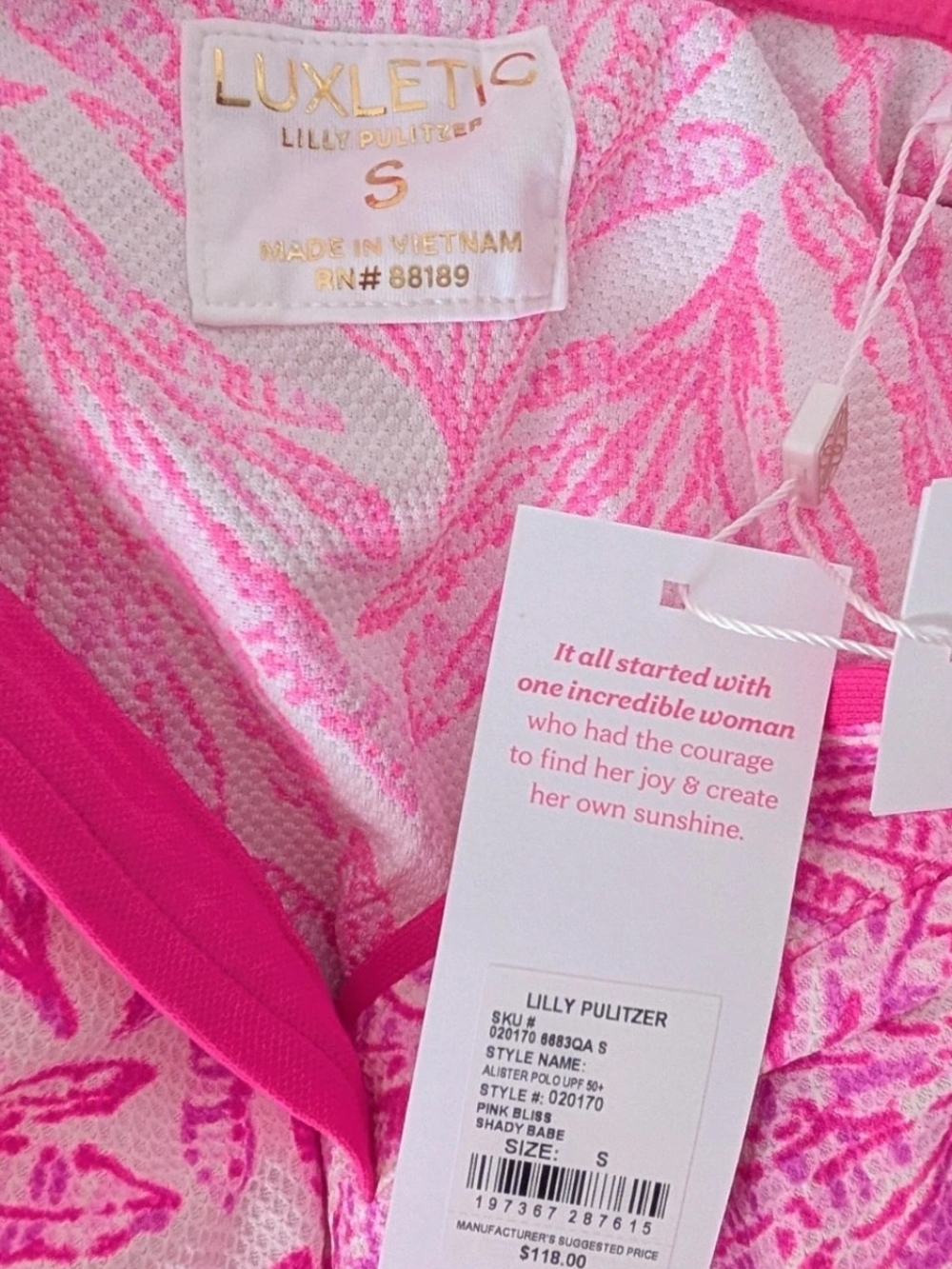 Lilly Pulitzer Alister Polo UPF 50+ Pink Bliss Shady Babe Size Small NWT - Picture 1 of 5